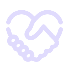 Cartoon handshake in love heart shape